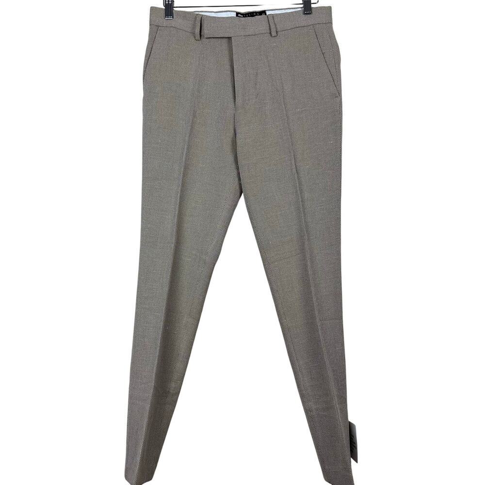 ASOS Linen Blend Dress Pants Mens 32 Tailored Slim Neutral Workwear Trousers NWT